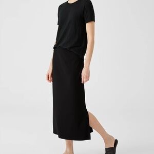 Eileen Fisher Black Viscose Jersey A-Line Midi Skirt